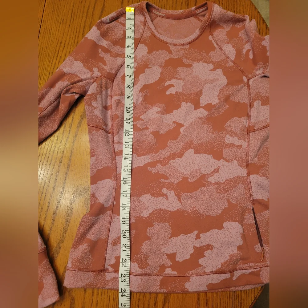 Lululemon Its Rulu Run Long Sleeve Shirt Pink Camo Jacquard Size 8